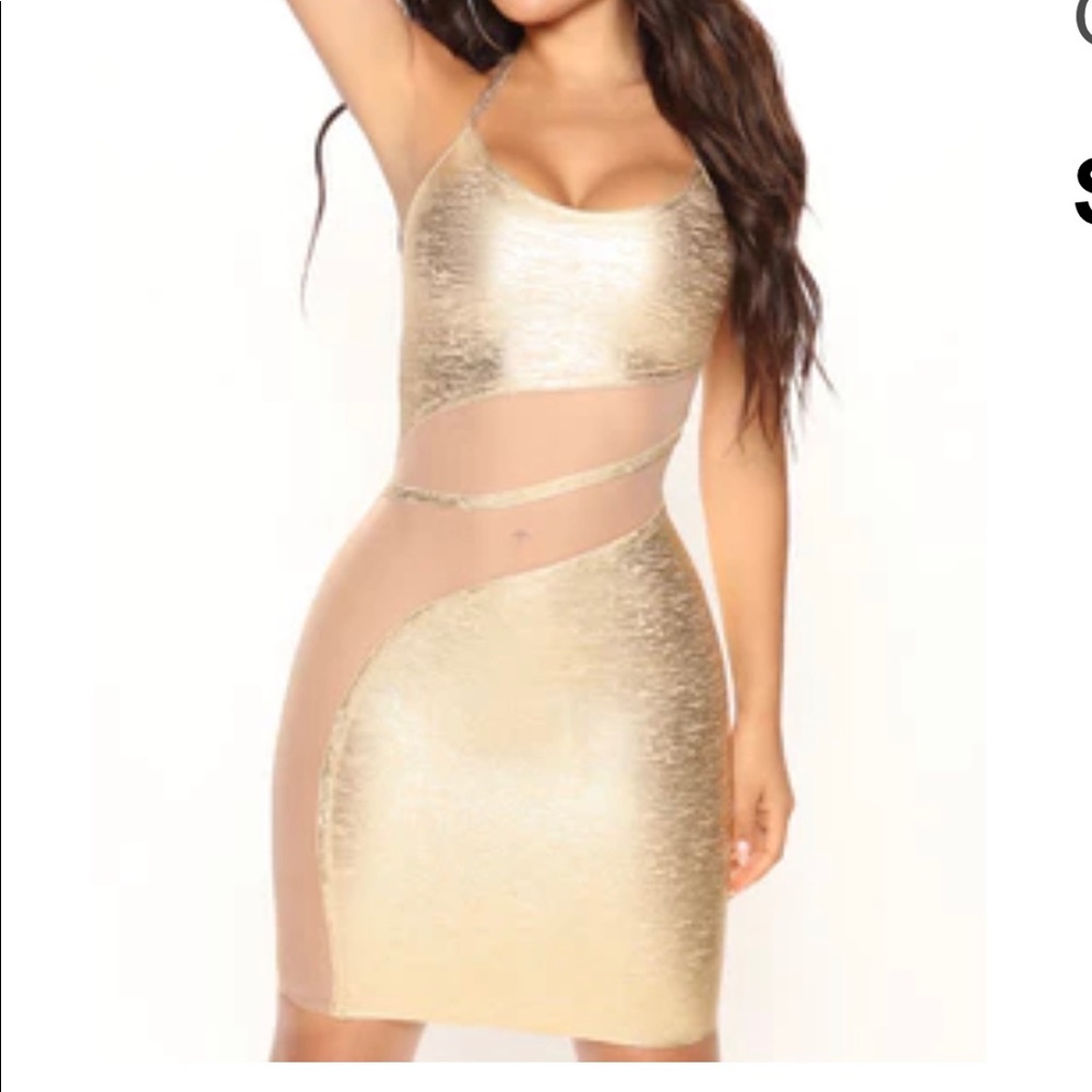 Fashion Nova Gold dress size small